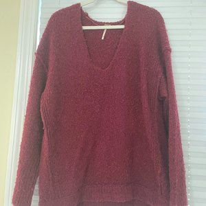 Free People V-Neck Maroon Sweater